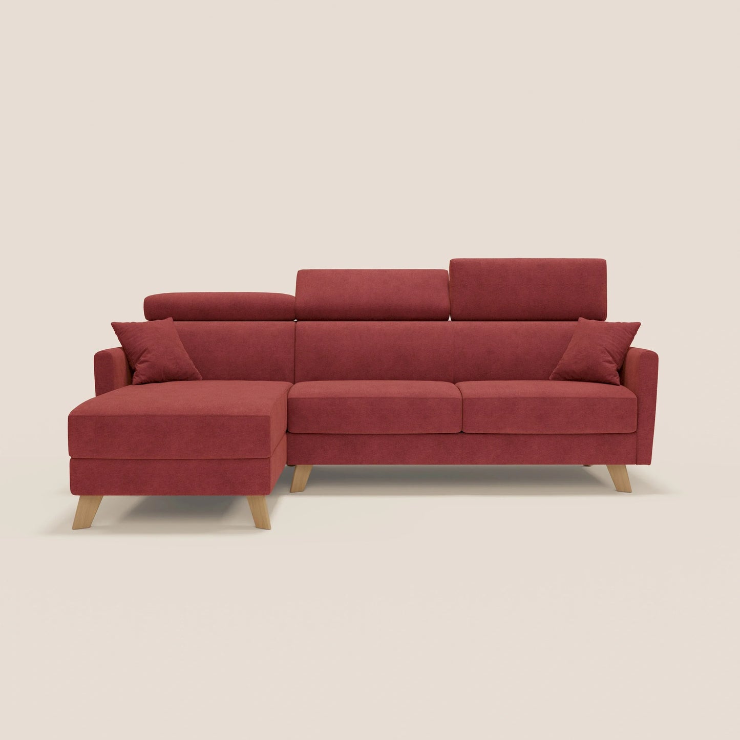 Francy divano letto angolare sfoderabile - penisola contenitore e poggiatesta reclinabili in tessuto smacchiabile T17 rosso