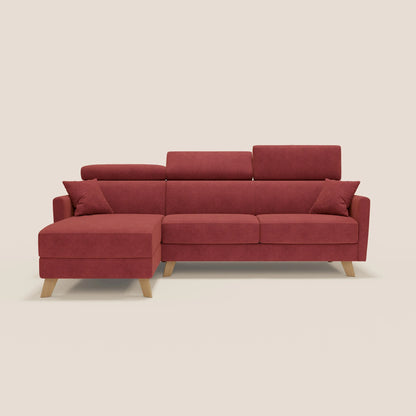 Francy divano letto angolare sfoderabile - penisola contenitore e poggiatesta reclinabili in tessuto smacchiabile T17 rosso