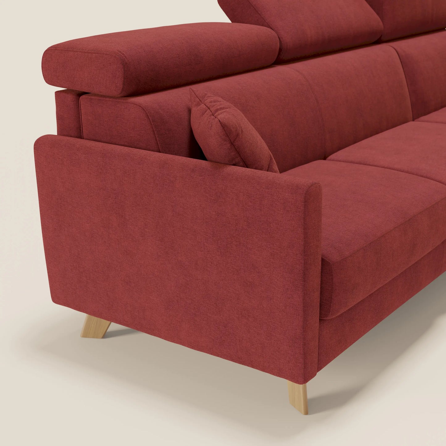 Francy divano letto angolare sfoderabile - penisola contenitore e poggiatesta reclinabili in tessuto smacchiabile T17 rosso