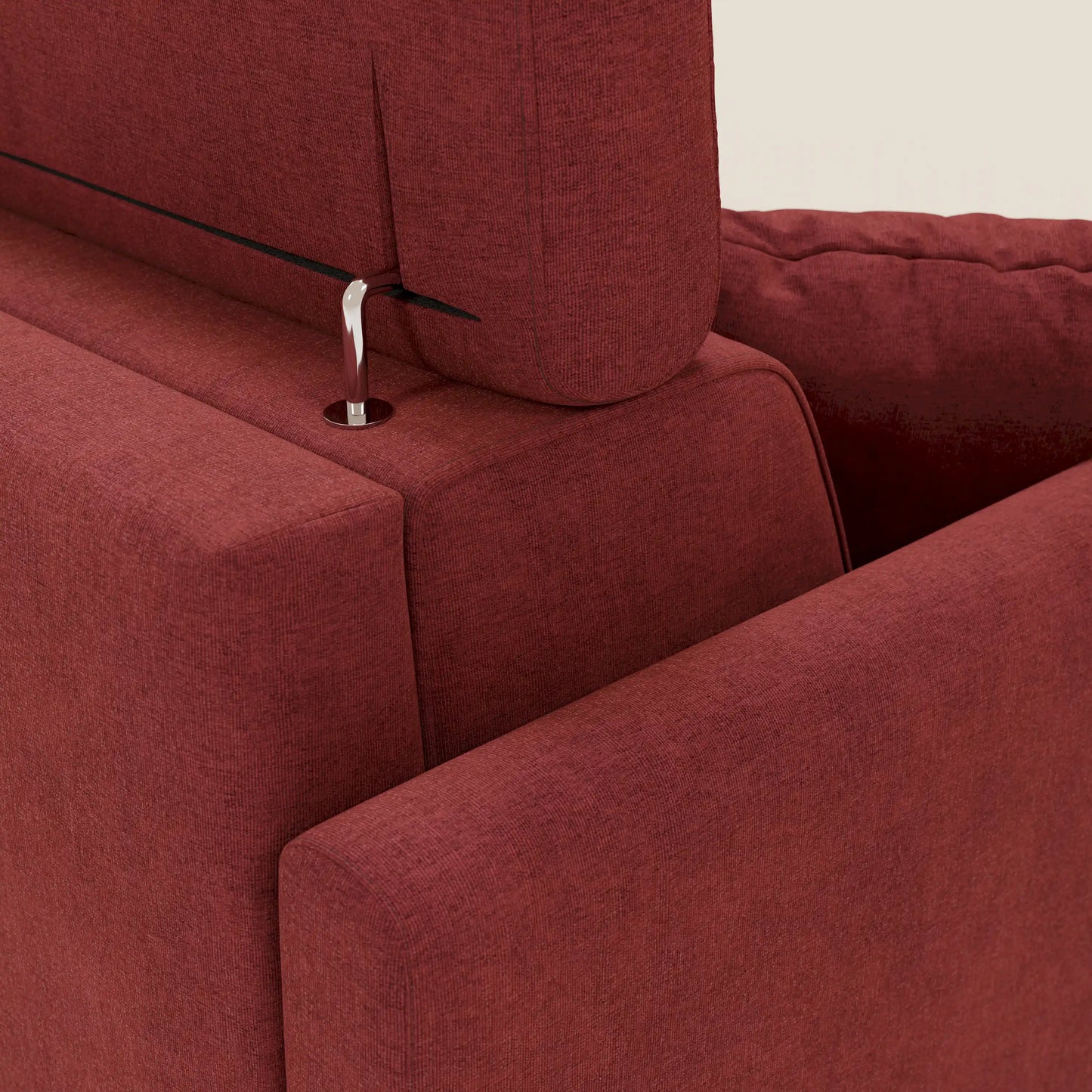 Francy divano letto angolare sfoderabile - penisola contenitore e poggiatesta reclinabili in tessuto smacchiabile T17 rosso