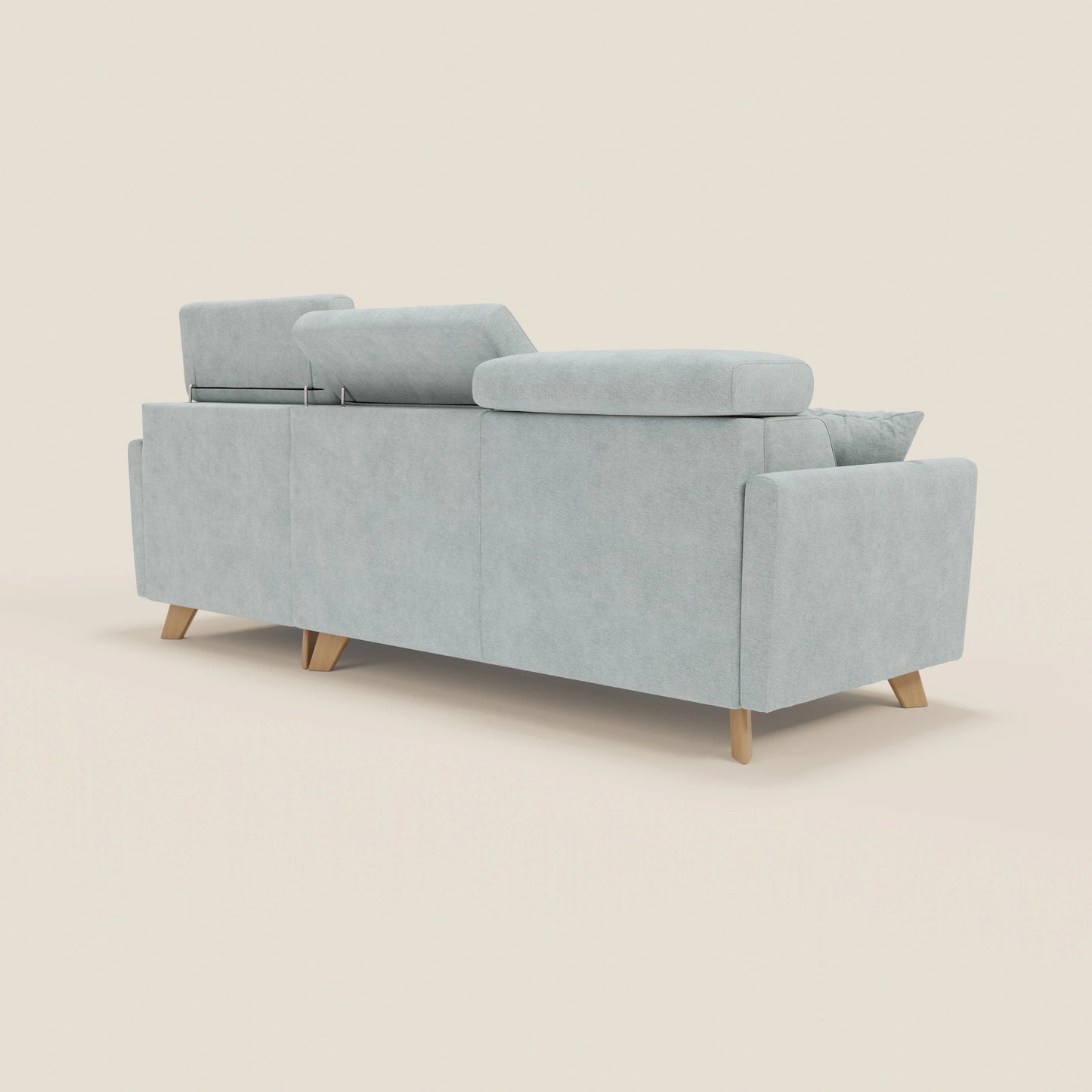 Francy divano letto angolare sfoderabile - penisola contenitore e poggiatesta reclinabili in tessuto smacchiabile T17 verde acqua