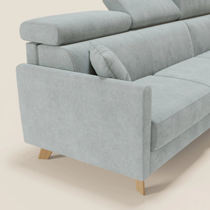 Francy divano letto angolare sfoderabile - penisola contenitore e poggiatesta reclinabili in tessuto smacchiabile T17 verde acqua