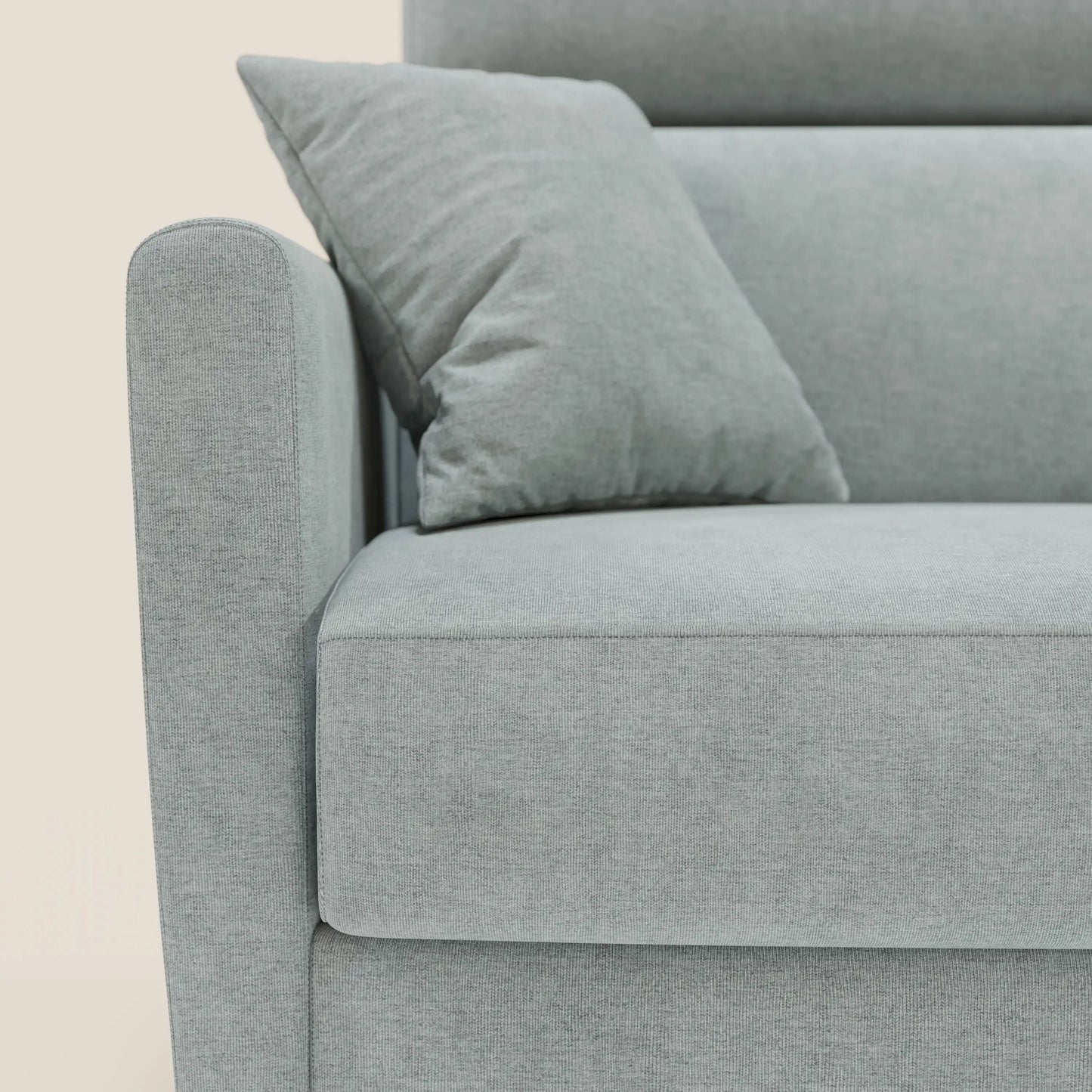 Francy divano letto angolare sfoderabile - penisola contenitore e poggiatesta reclinabili in tessuto smacchiabile T17 verde acqua