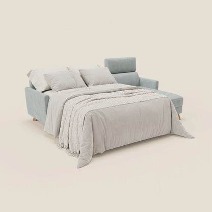 Francy divano letto angolare sfoderabile - penisola contenitore e poggiatesta reclinabili in tessuto smacchiabile T17 verde acqua