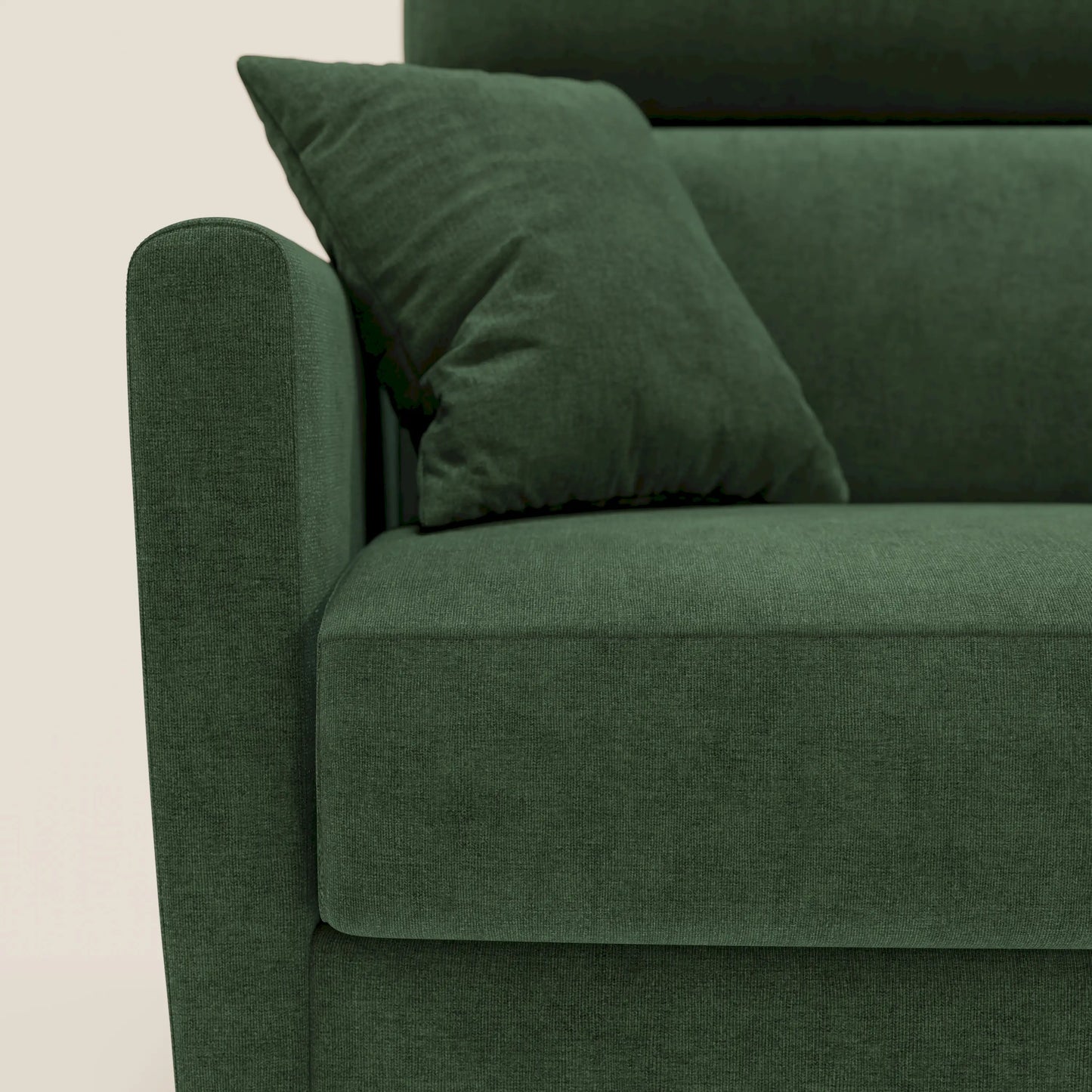 Francy divano letto angolare sfoderabile - penisola contenitore e poggiatesta reclinabili in tessuto smacchiabile T17 verde