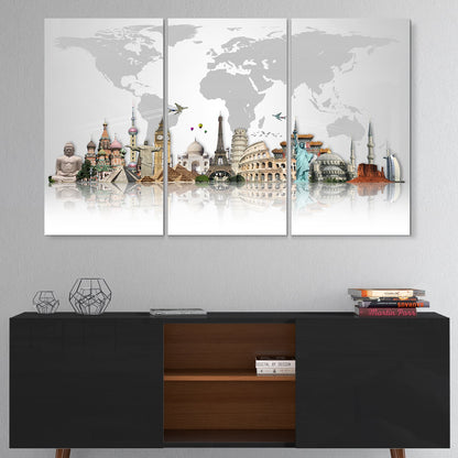 Famous Monuments Across World - Art Glossy Metal Wall Art - 36x28