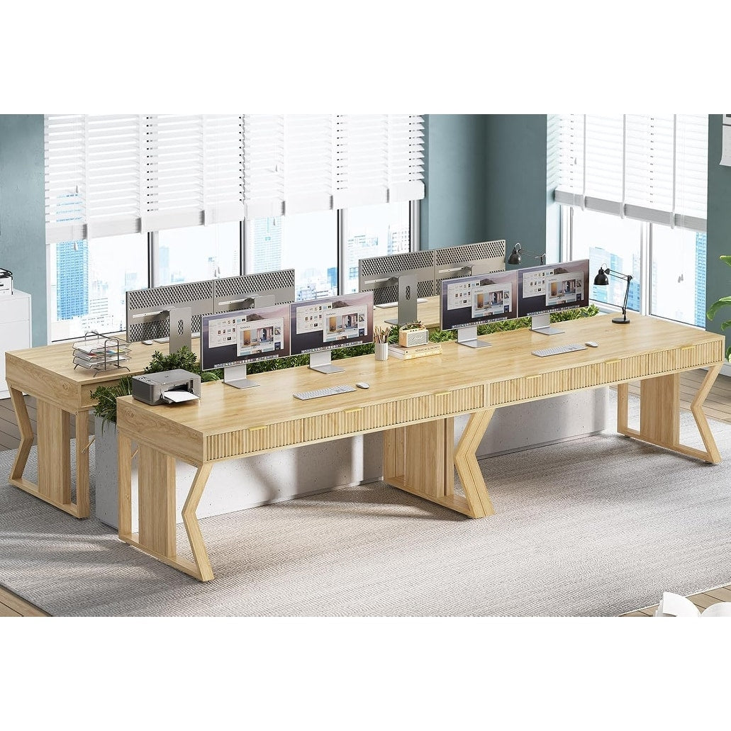 Farmhouse Executive Desk Home Office Desk File Drawer Monitor Stand Power Outlet