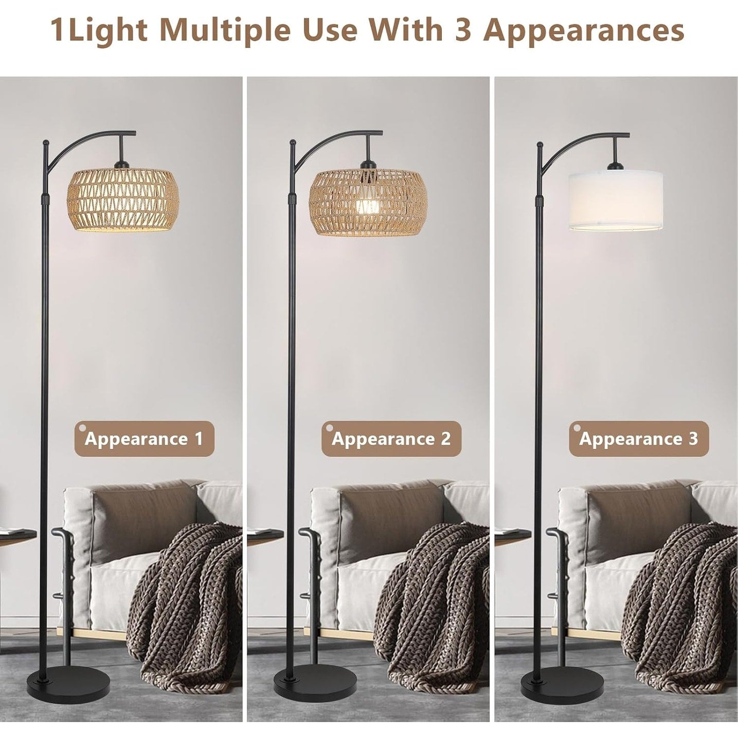 Farmhouse Floor Lamps with Remote & Dimmable Bulb