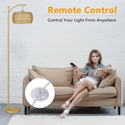 Farmhouse Floor Lamps with Remote & Dimmable Bulb