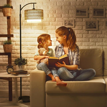 Farmhouse Floor Lamps with Remote & Dimmable Bulb