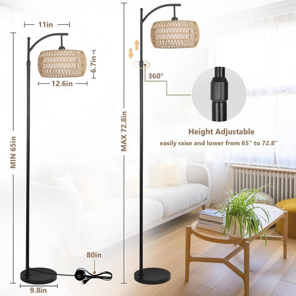 Farmhouse Floor Lamps with Remote & Dimmable Bulb