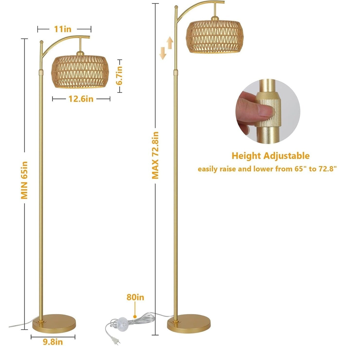 Farmhouse Floor Lamps with Remote & Dimmable Bulb