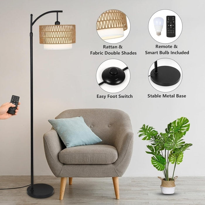 Farmhouse Floor Lamps with Remote & Dimmable Bulb