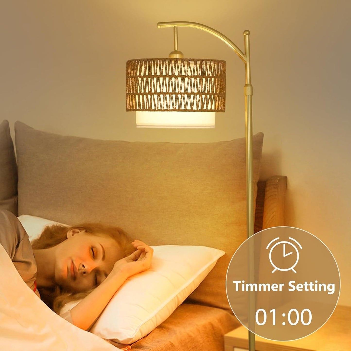 Farmhouse Floor Lamps with Remote & Dimmable Bulb