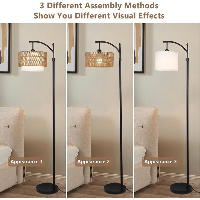 Farmhouse Floor Lamps with Remote & Dimmable Bulb