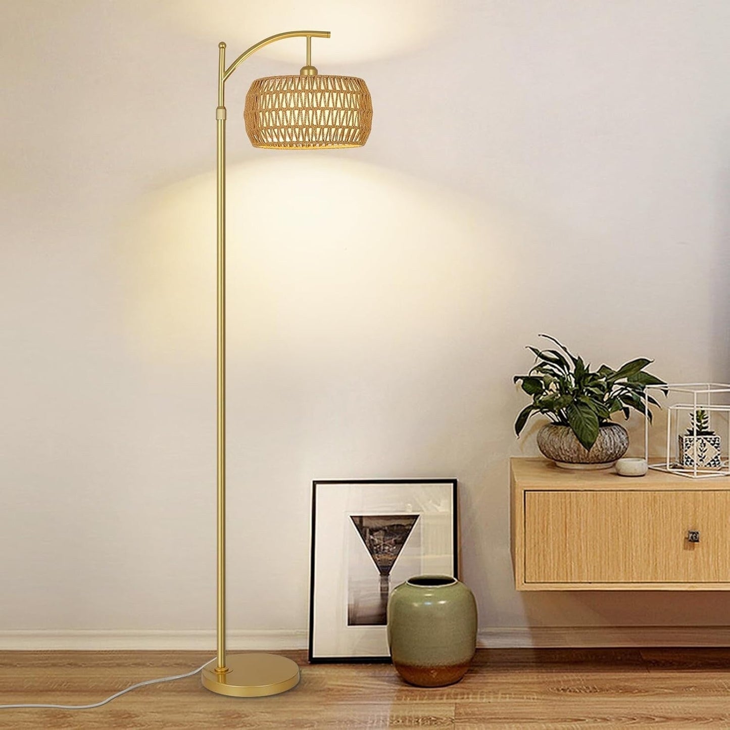Farmhouse Floor Lamps with Remote & Dimmable Bulb