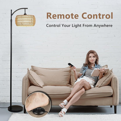 Farmhouse Floor Lamps with Remote & Dimmable Bulb