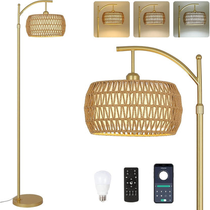 Farmhouse Floor Lamps with Remote & Dimmable Bulb