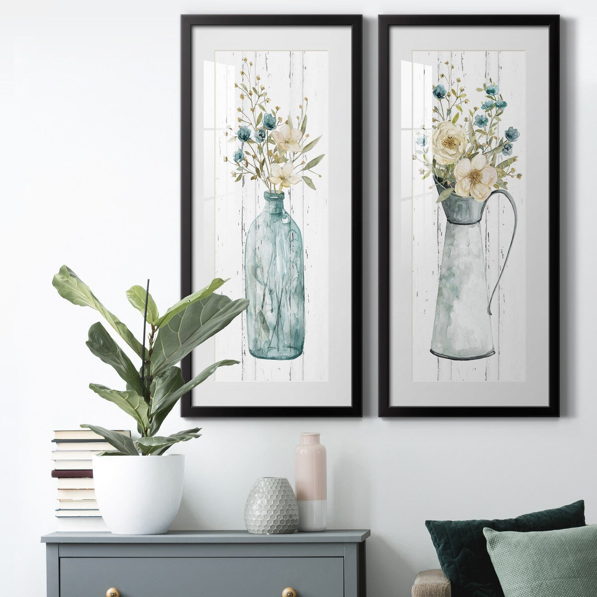 Farmhouse Flower Bouquet I-Premium Gallery Framed Print - Ready to Hang