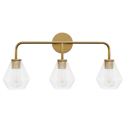 Farmhouse Gold 3-Light Bathroom Glass Vanity Light Fixture Over Mirror