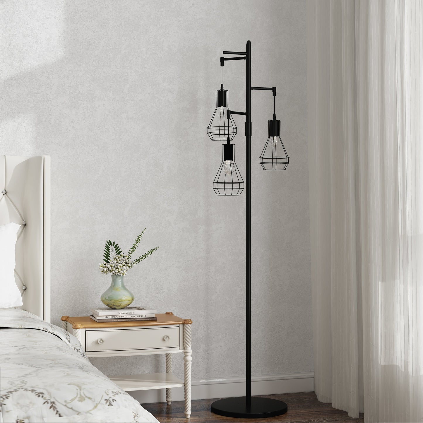 Farmhouse Industrial Floor Lamp Standing Tree Tall Lamp