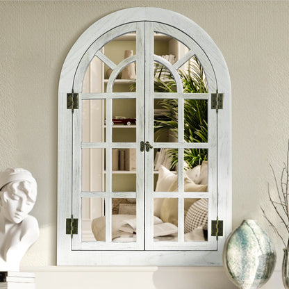 Farmhouse Windowpane Arched Wall Mirror