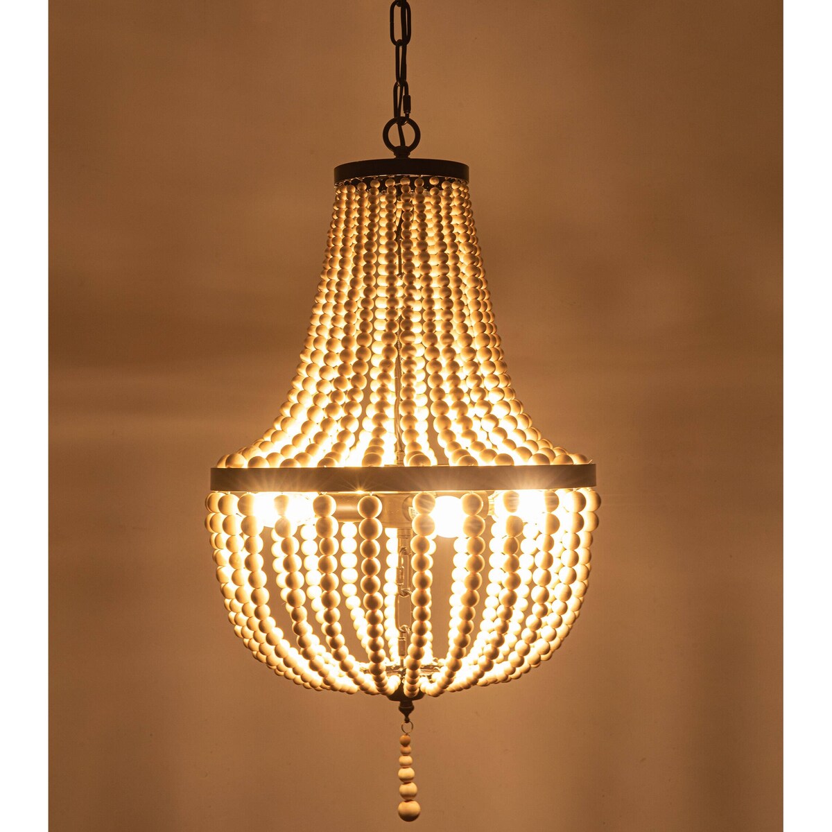 Farmhouse Wood Beaded Chandelier Modern Light