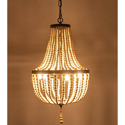 Farmhouse Wood Beaded Chandelier Modern Light