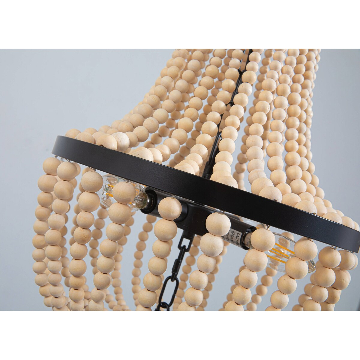 Farmhouse Wood Beaded Chandelier Modern Light