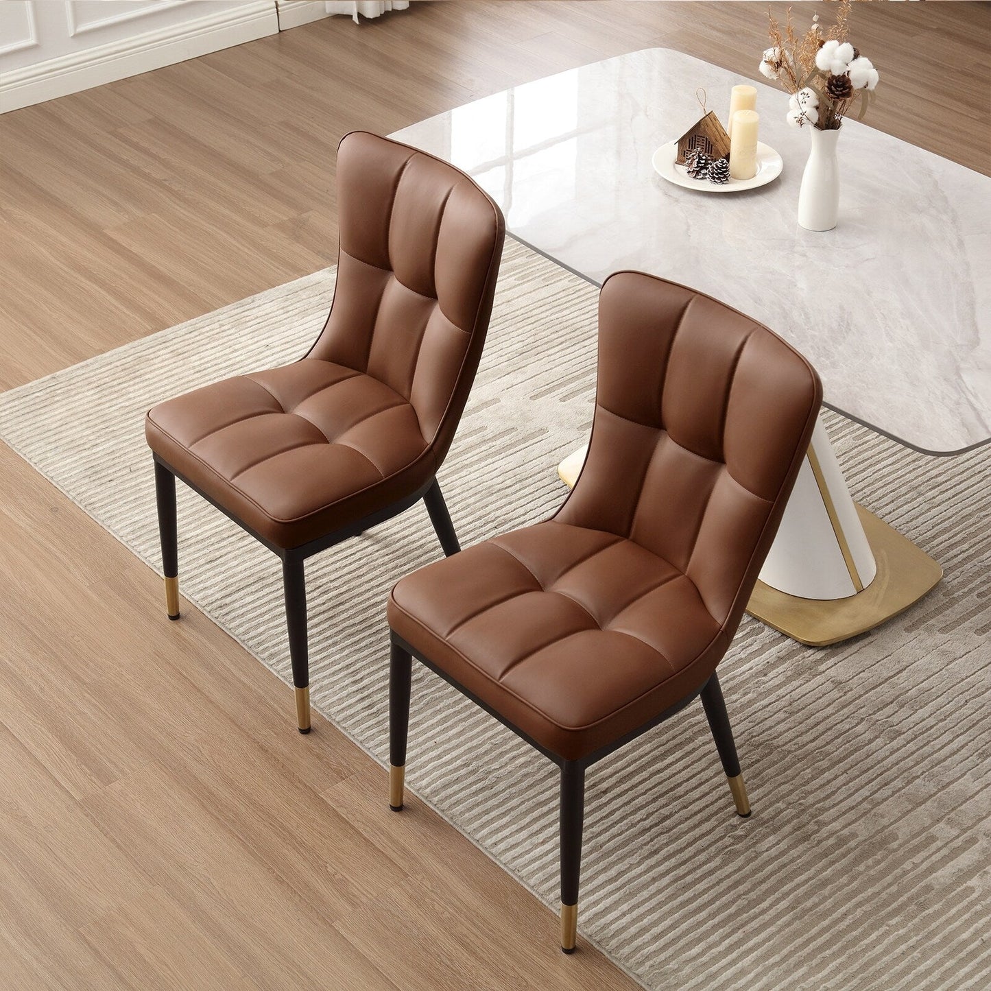 Faux Leather Upholstered Dining Chairs Set of 2/4