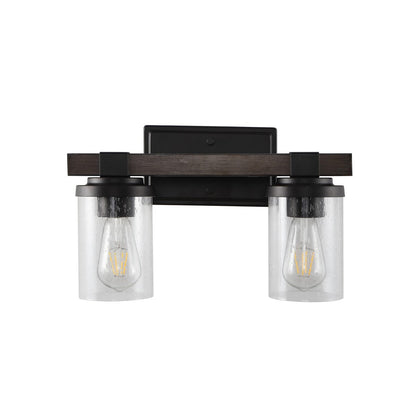 Ferme Iron/Seeded Glass Rustic Farmhouse LED Vanity Light, by JONATHAN Y