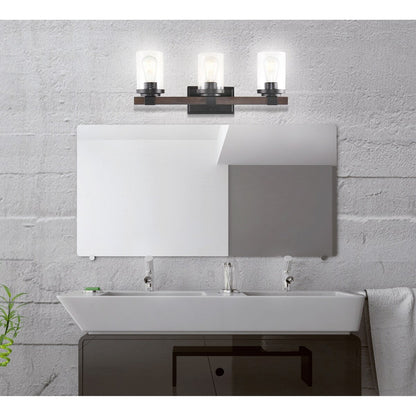 Ferme Iron/Seeded Glass Rustic Farmhouse LED Vanity Light, by JONATHAN Y