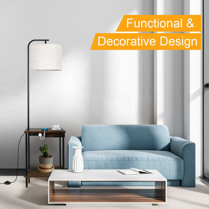 62 inch Floor Lamp with Magazine Desk - Drawer Style