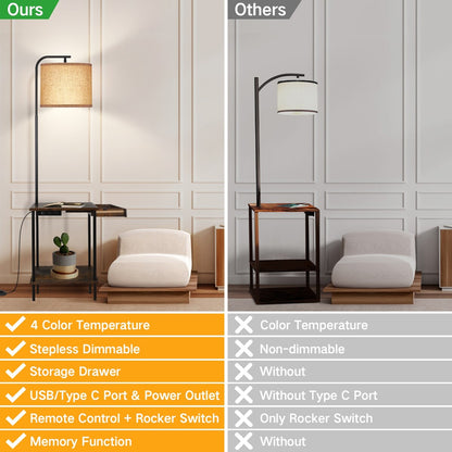 62 inch Floor Lamp with Magazine Desk - Drawer Style