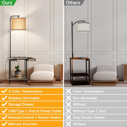 62 inch Floor Lamp with Magazine Desk - Drawer Style