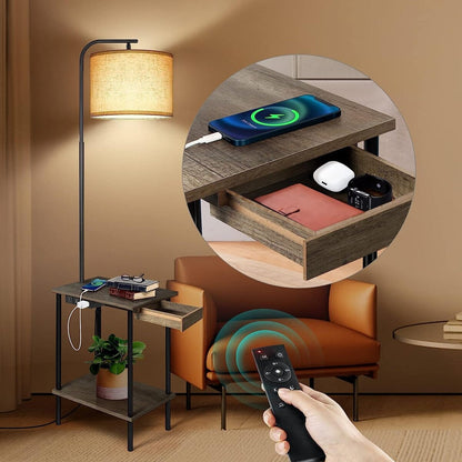 62 inch Floor Lamp with Magazine Desk - Drawer Style