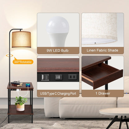 62 inch Floor Lamp with Magazine Desk - Drawer Style