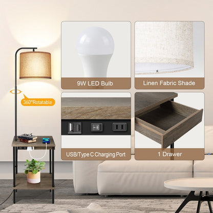 62 inch Floor Lamp with Magazine Desk - Drawer Style