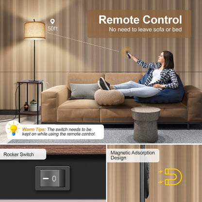 62 inch Floor Lamp with Square Magazine Table - walnut