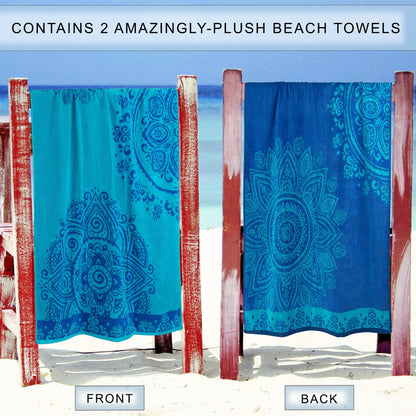 Floral Mandala Cotton Oversized 2-Piece Beach Towel Set by Superior