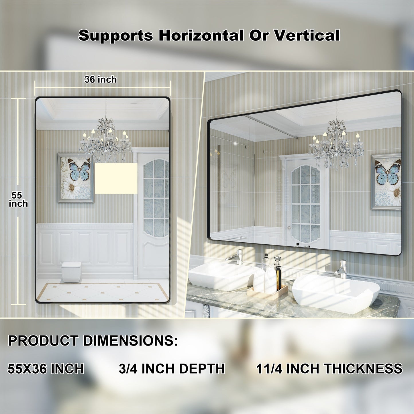 Framed Wall Mounted Bathroom Vanity Mirror