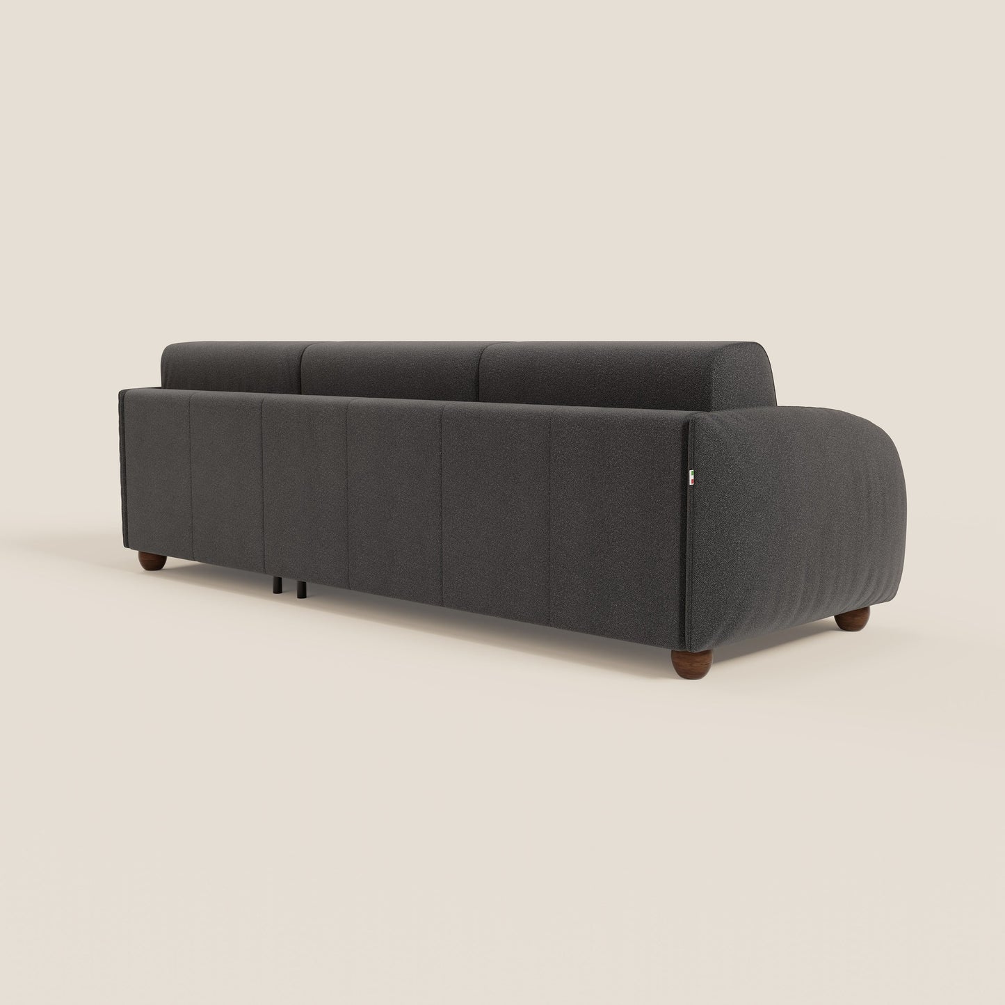 Giglio divano letto angolare con materasso alto 18 cm e penisola contenitore in morbido bouclé impermeabile T07 antracite 