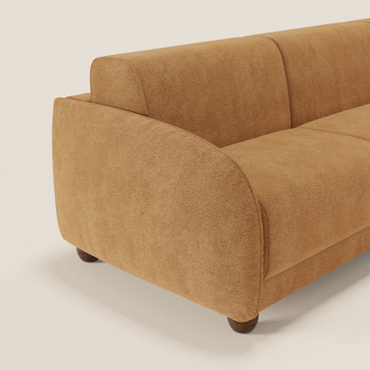 Giglio divano letto angolare con materasso alto 18 cm e penisola contenitore in morbido bouclé impermeabile T07 arancio 