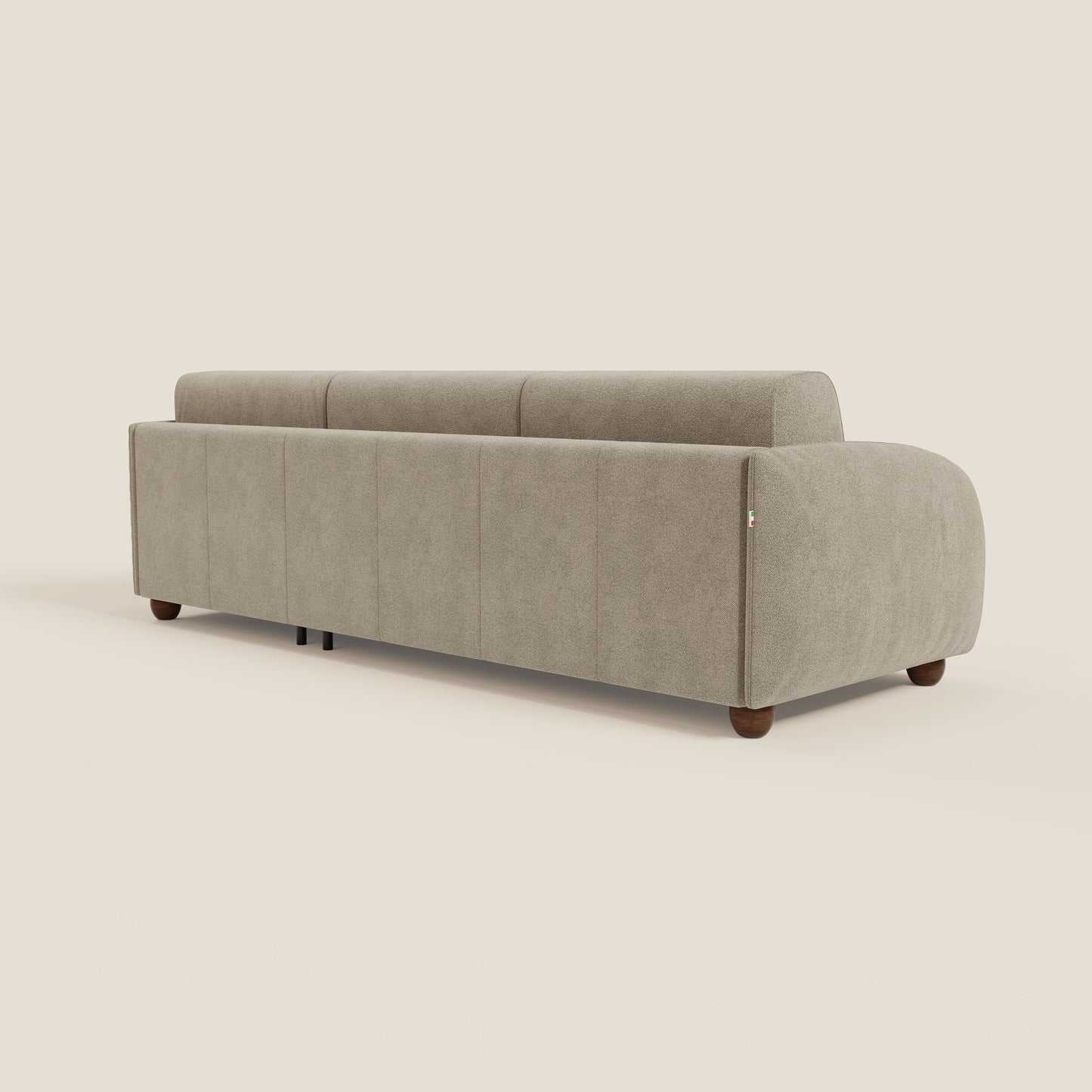 Giglio divano letto angolare con materasso alto 18 cm e penisola contenitore in morbido bouclé impermeabile T07 beige 