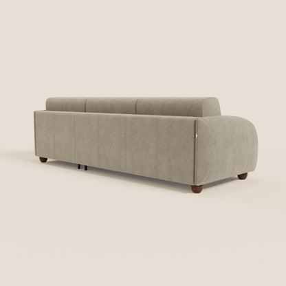 Giglio divano letto angolare con materasso alto 18 cm e penisola contenitore in morbido bouclé impermeabile T07 beige 