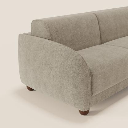 Giglio divano letto angolare con materasso alto 18 cm e penisola contenitore in morbido bouclé impermeabile T07 beige 