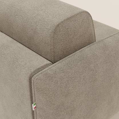 Giglio divano letto angolare con materasso alto 18 cm e penisola contenitore in morbido bouclé impermeabile T07 beige 