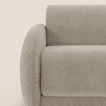 Giglio divano letto angolare con materasso alto 18 cm e penisola contenitore in morbido bouclé impermeabile T07 beige 