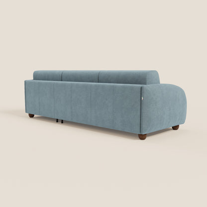 Giglio divano letto angolare con materasso alto 18 cm e penisola contenitore in morbido bouclé impermeabile T07 carta da zucchero 