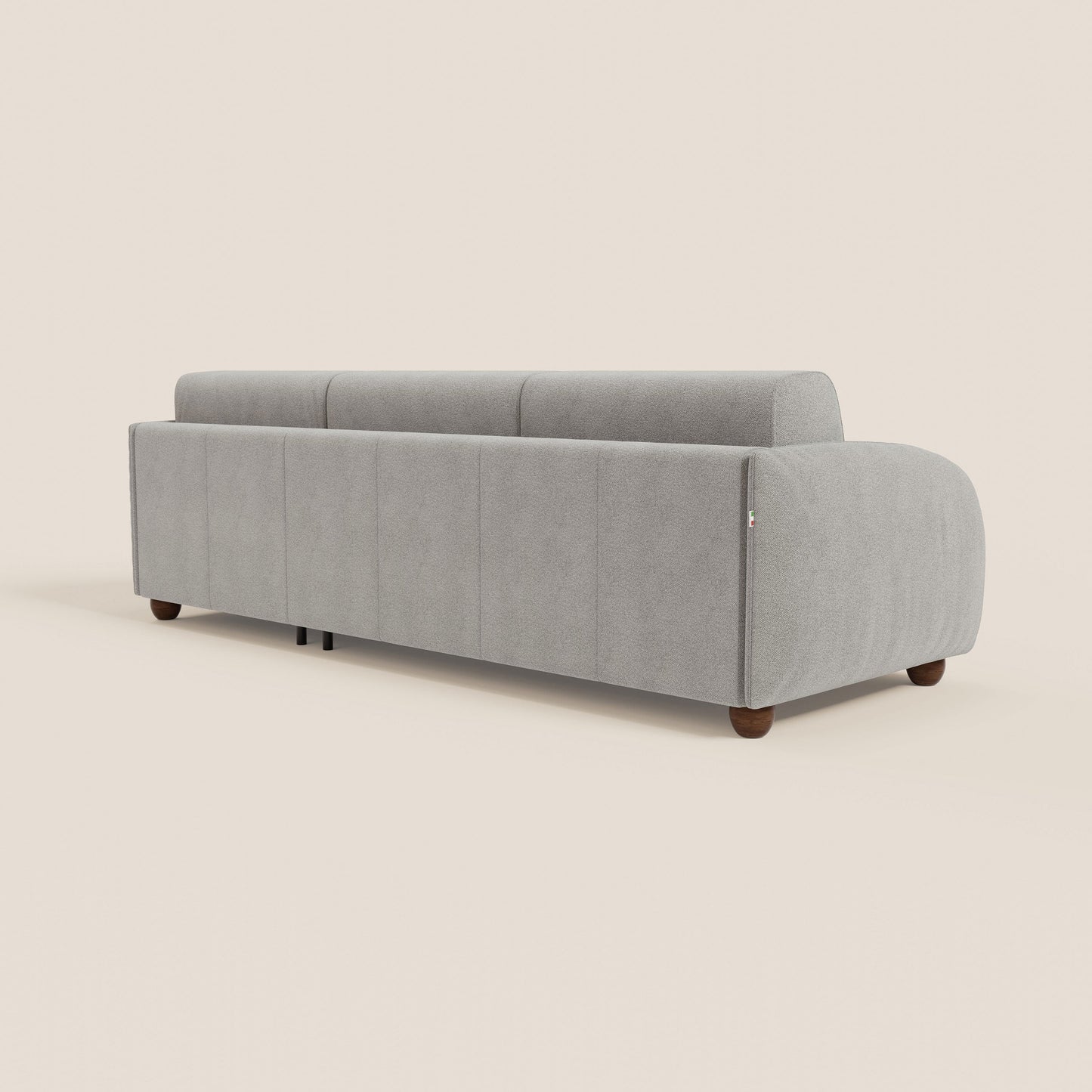 Giglio divano letto angolare con materasso alto 18 cm e penisola contenitore in morbido bouclé impermeabile T07 grigio 